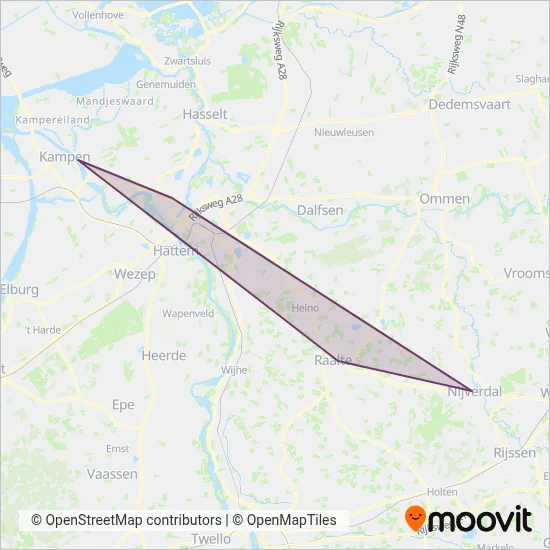 Blauwnet Keolis kaart dekkingsgebied