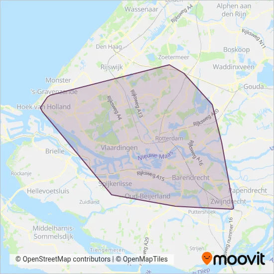 RET (Bus) kaart dekkingsgebied