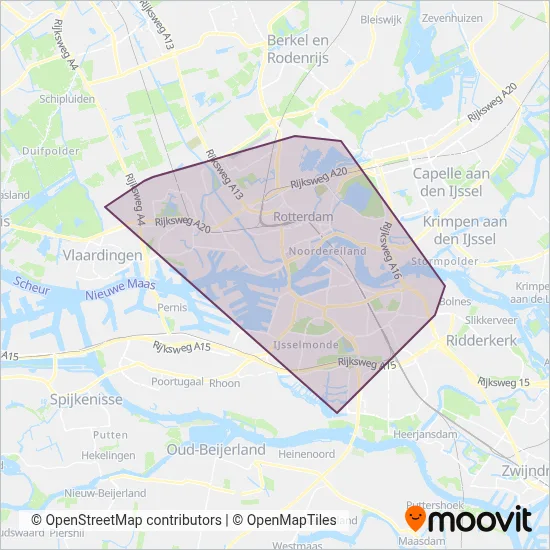 RET (Tram) kaart dekkingsgebied