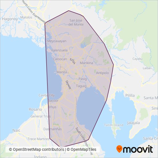 LTFRB coverage area map