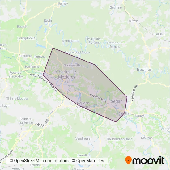 RD Ardennes Métropole coverage area map