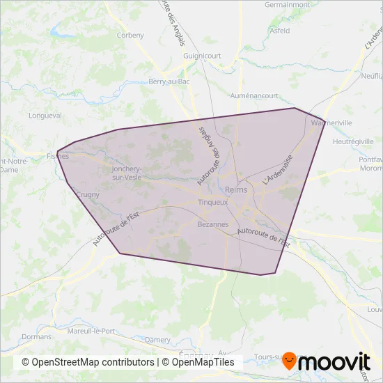 Grand Reims Mobilités Covoit coverage area map