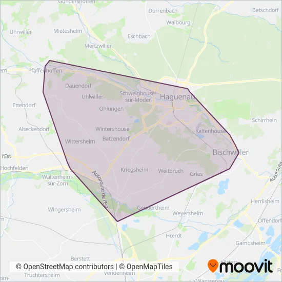 Keolis Secteur Alsace coverage area map