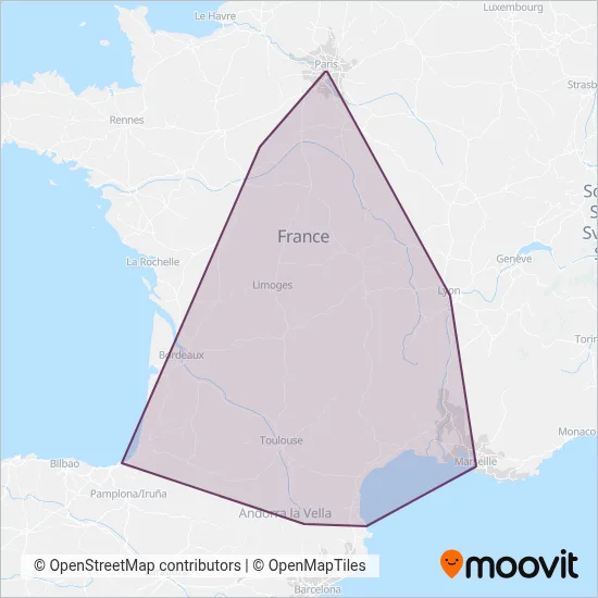 SNCF VOYAGEURS coverage area map