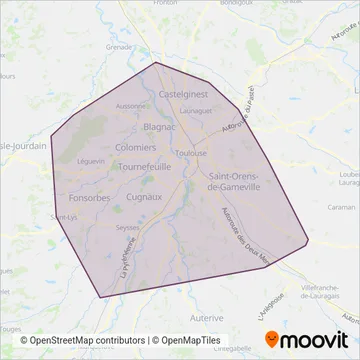 Tisséo (Bus) coverage area map