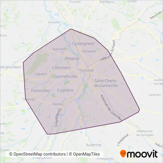 Tisséo (Bus) coverage area map