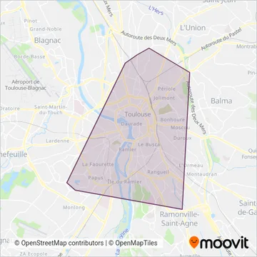 Tisséo (Subway) coverage area map