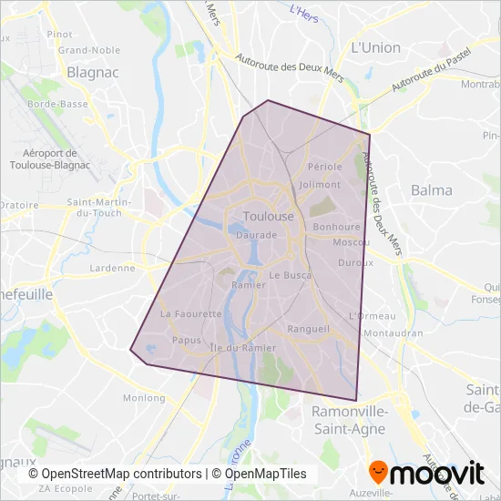 Tisséo (Subway) coverage area map
