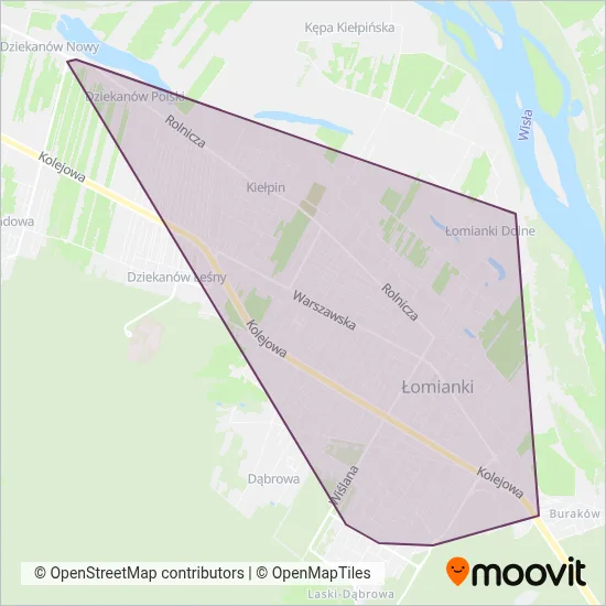 Komunikacja Miejska Łomianki coverage area map
