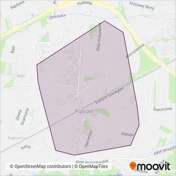 Схема покрытия компании Miasto Piastów