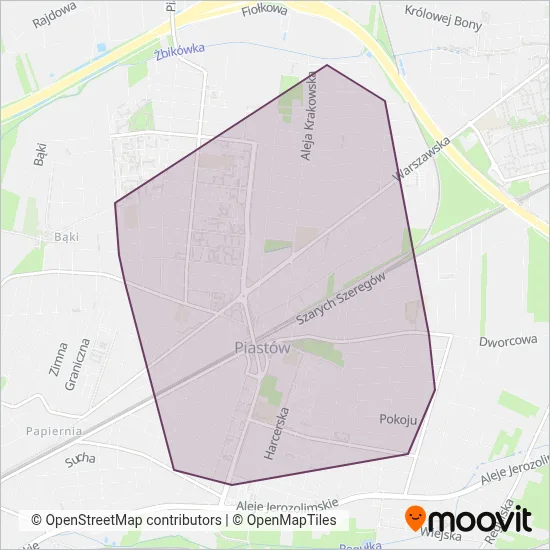 Miasto Piastów coverage area map