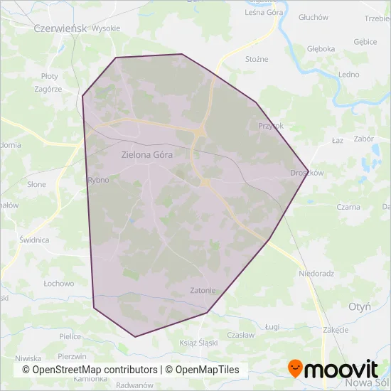 MZK Zielona Góra coverage area map