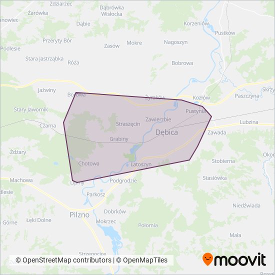 Схема покрытия компании MKS Dębica