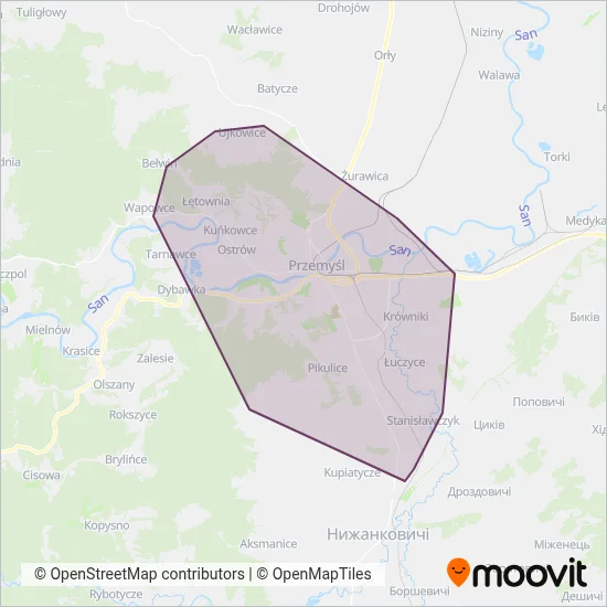 MZK Przemyśl coverage area map