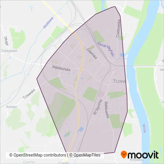 KM Tczew coverage area map