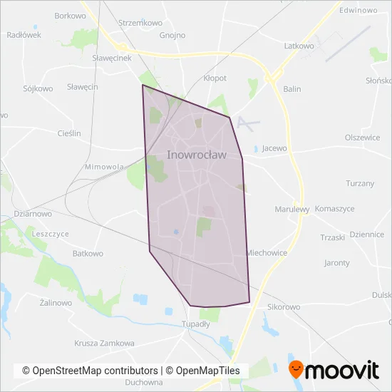 MPK Inowrocław coverage area map