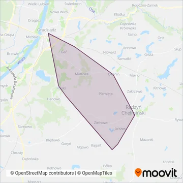 Powiat grudziadzki coverage area map