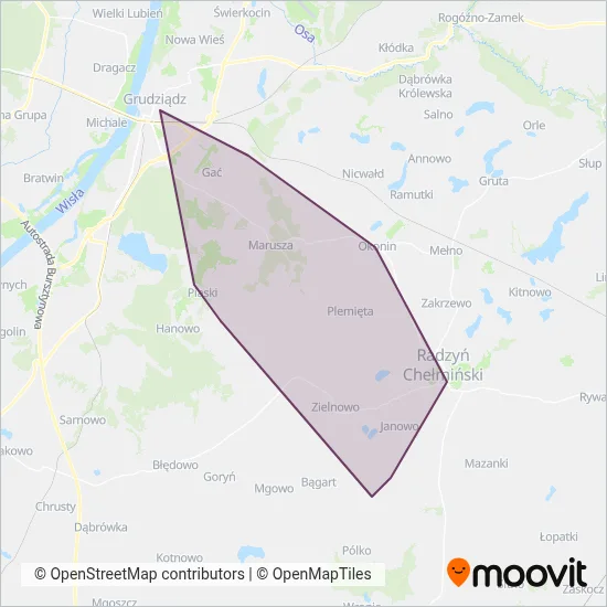 Powiat grudziadzki coverage area map