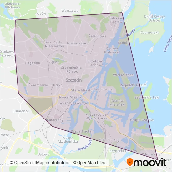 ZDiTM Szczecin (Tram) coverage area map