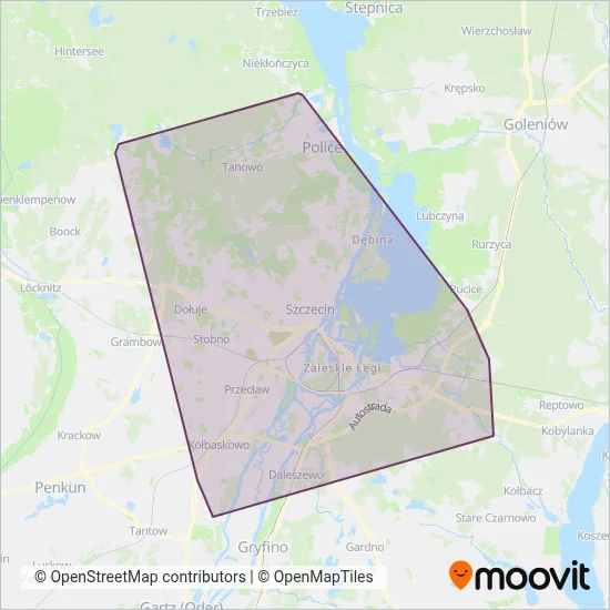 ZDiTM Szczecin (Bus) coverage area map