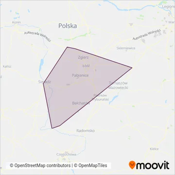Схема покрытия компании Łódzka Kolej Aglomeracyjna (Автобус)