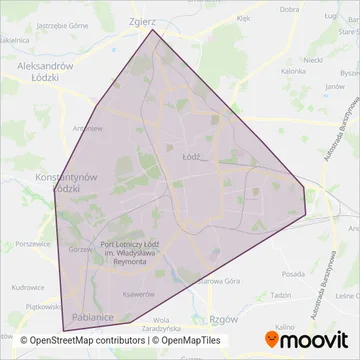 MPK Łódź (Tram) coverage area map
