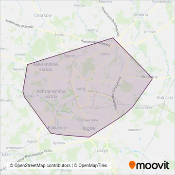 MPK Łódź (Bus) coverage area map