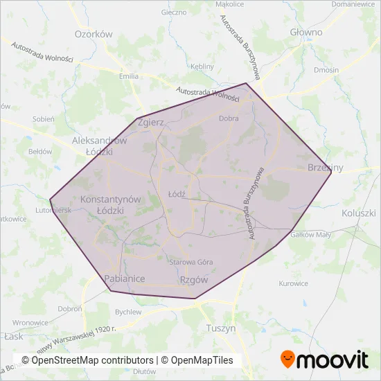 MPK Łódź (Bus) coverage area map