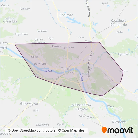 MZK Toruń (Bus) coverage area map