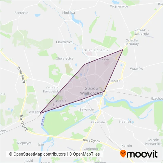 MZK Gorzów (Tram) coverage area map