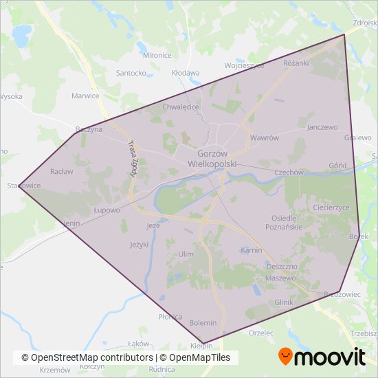 MZK Gorzów coverage area map