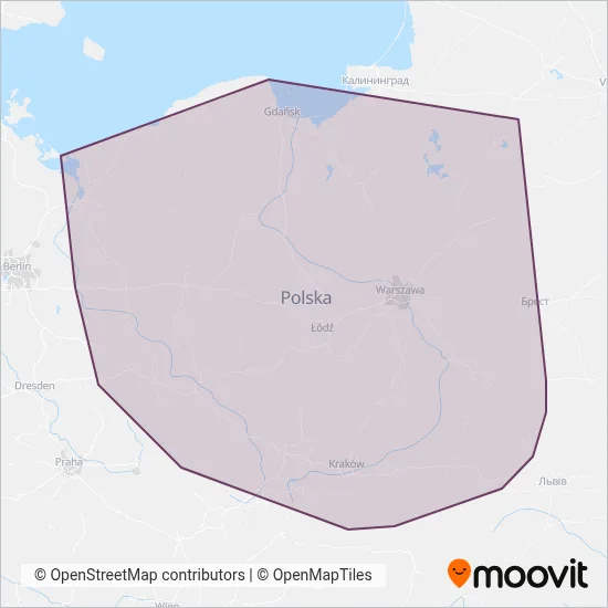 PKP Intercity (Rail) coverage area map
