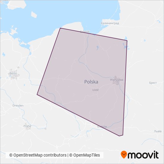 PKP Intercity coverage area map