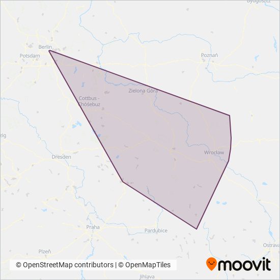 Koleje Dolnośląskie coverage area map