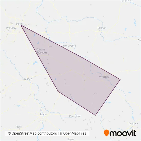 Koleje Dolnośląskie (Rail) coverage area map