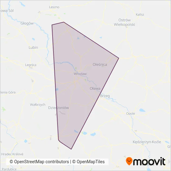 Koleje Dolnośląskie (Bus) coverage area map