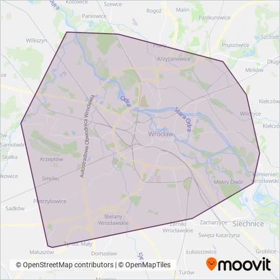 MPK Wrocław coverage area map