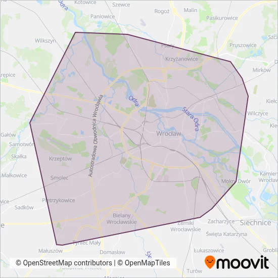 MPK Wrocław (Bus) coverage area map