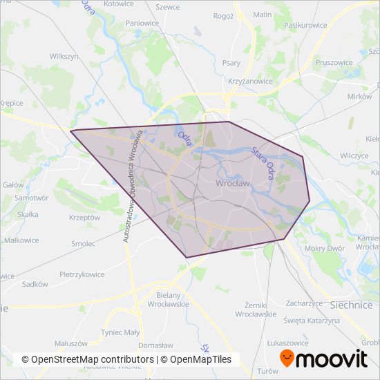 MPK Wrocław coverage area map