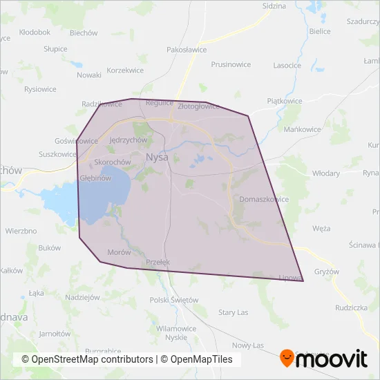 MZK Nysa coverage area map