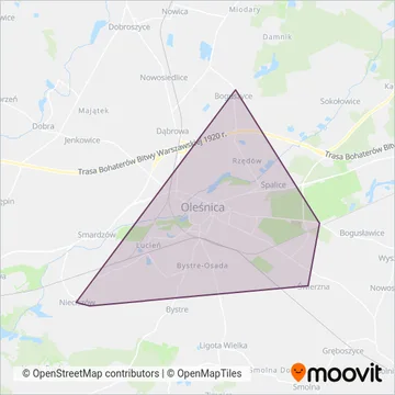 Gmina Miasto Oleśnica coverage area map