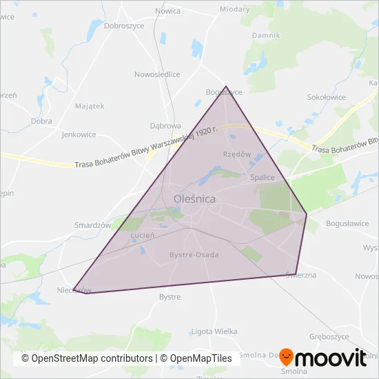 Gmina Miasto Oleśnica coverage area map