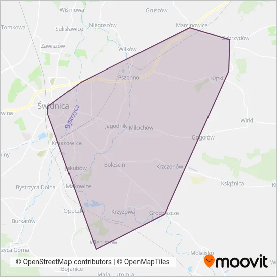 UM Świdnica coverage area map