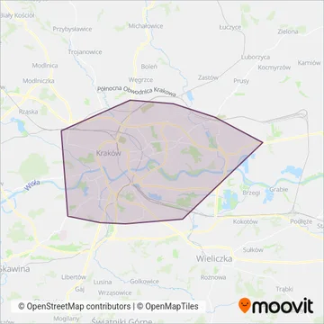 Схема покрытия компании ZTP Kraków (Трамвай)