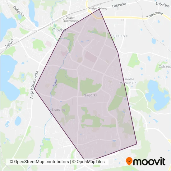 ZDZiT Olsztyn (Tram) coverage area map