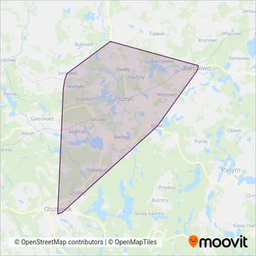 ZDZiT Olsztyn (Bus) coverage area map