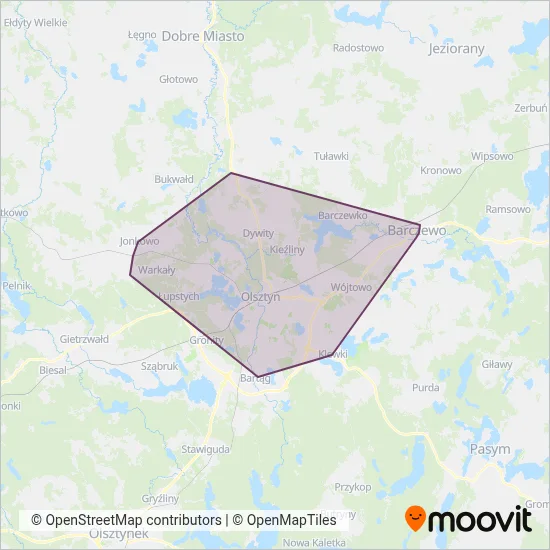 ZDZiT Olsztyn (Bus) coverage area map