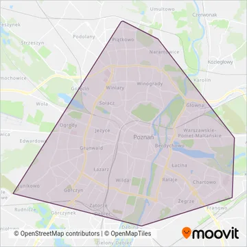Схема покрытия компании ZTM Poznań (Трамвай)
