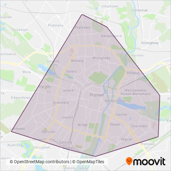 ZTM Poznań coverage area map