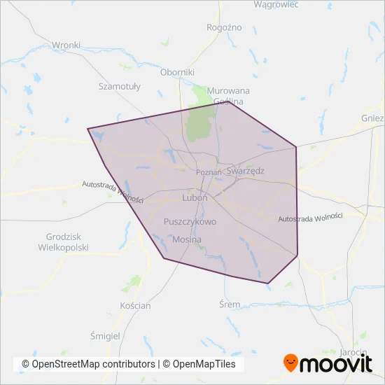 ZTM Poznań (Bus) coverage area map